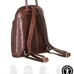 Brown Leather Backpack, multiple interior compartments, Unisex, leather